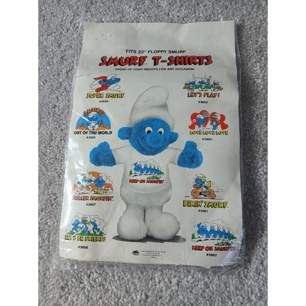 Set Of 2 New Vintage Smurf T-Shirt Super Smurf & Lets Play Fits 14